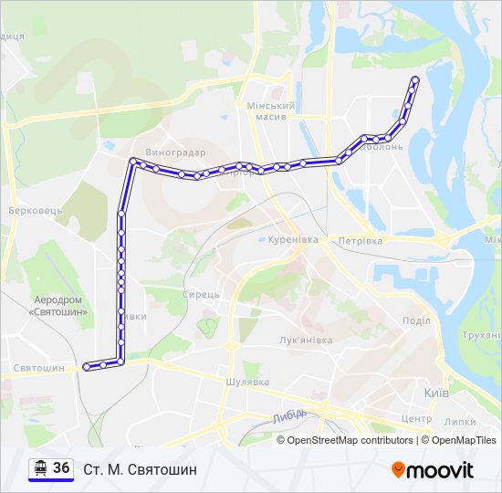 36 Тролейбус Карта лінії