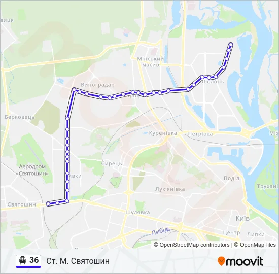 36 Тролейбус Карта лінії