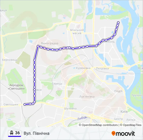 36 Тролейбус Карта лінії