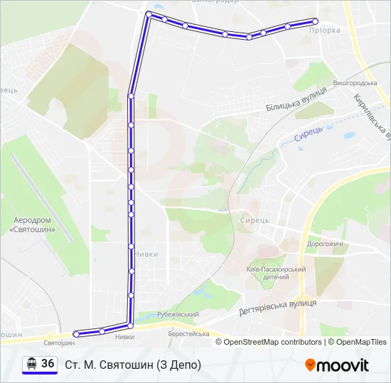 36 Тролейбус Карта лінії