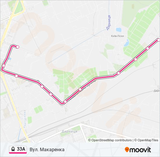 33А Trolleybus Line Map