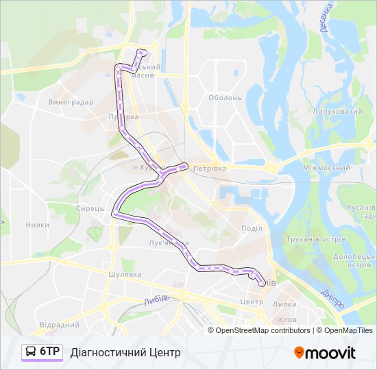 Автобус 6ТР: карта маршрута