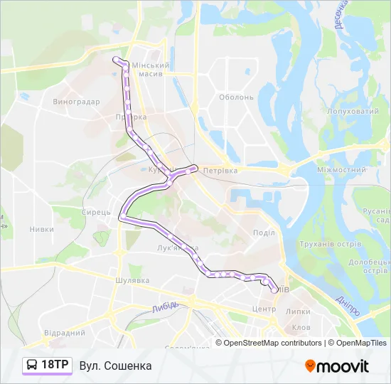 Автобус 18ТР: карта маршрута