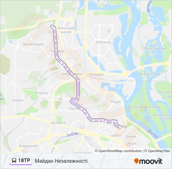 18ТР автобус Карта лінії