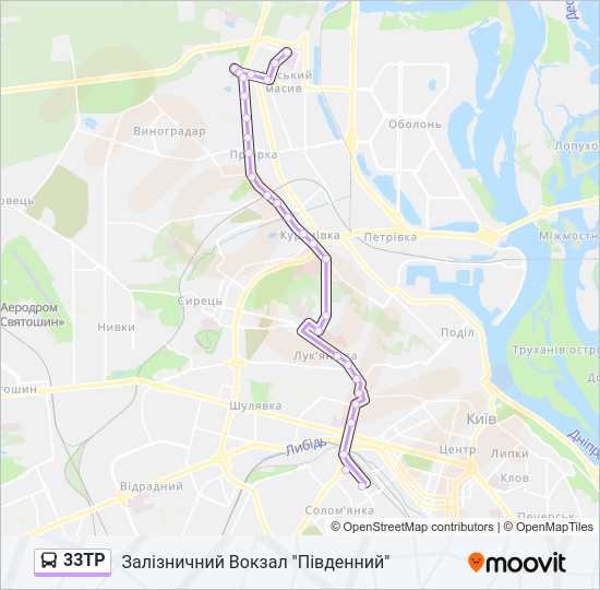 33ТР автобус Карта лінії