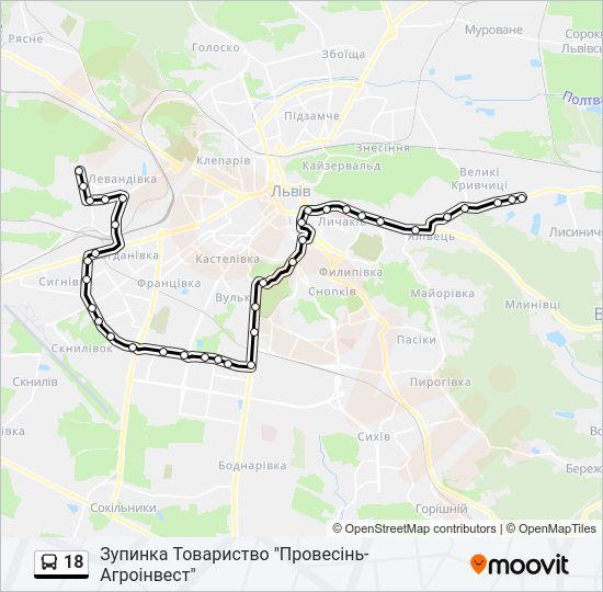 Автобус 18: карта маршрута