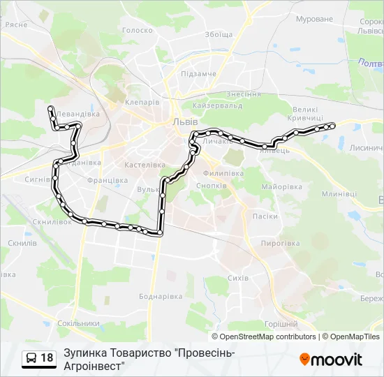 18 Bus Line Map