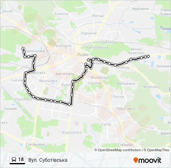 18 Bus Line Map