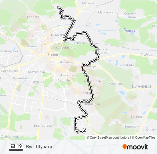 19 Bus Line Map