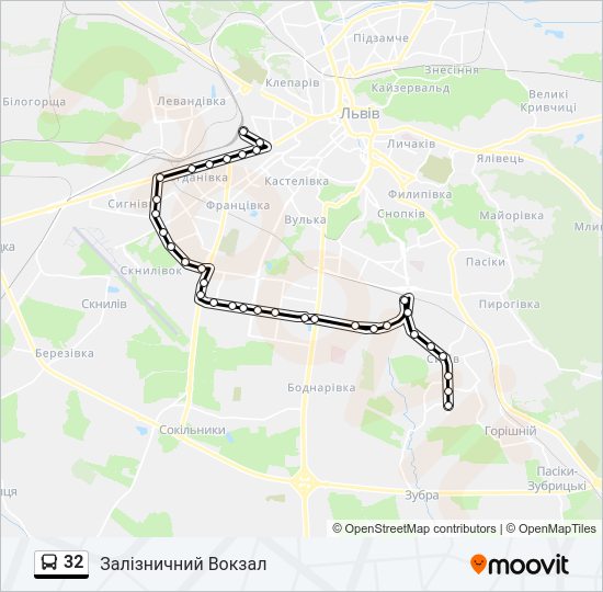 Автобус 32: карта маршрута