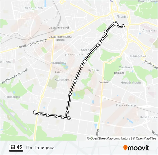 45 Bus Line Map