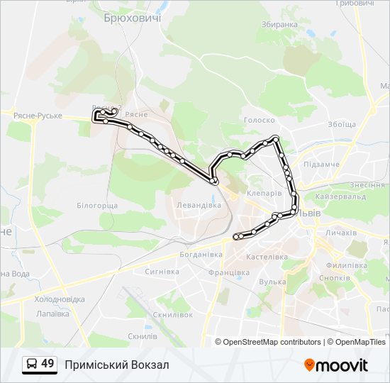 49 автобус Карта лінії