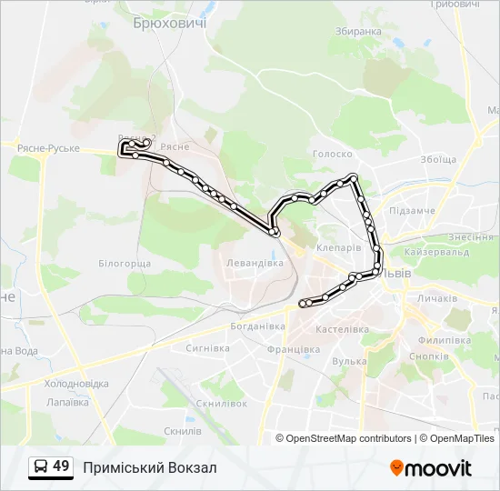 Автобус 49: карта маршрута