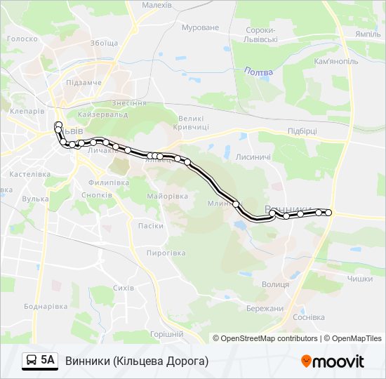 5A автобус Карта лінії