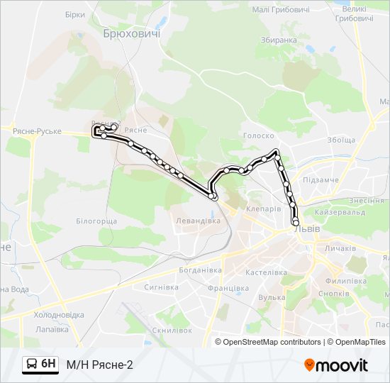 6H автобус Карта лінії