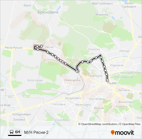 6H автобус Карта лінії