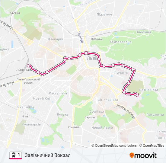 1 light rail Line Map