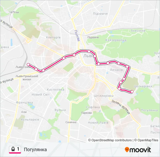 1 Light Rail Line Map
