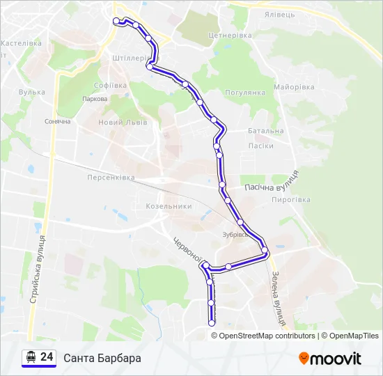 24 Trolleybus Line Map