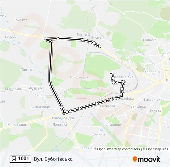 1001 Bus Line Map