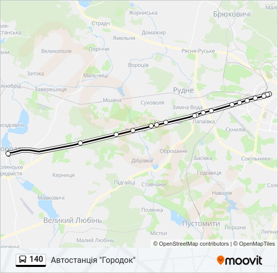 140 автобус Карта лінії