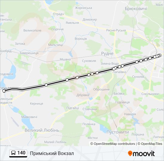 140 автобус Карта лінії