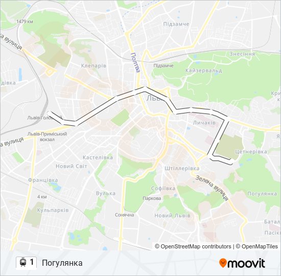 1 light rail Line Map