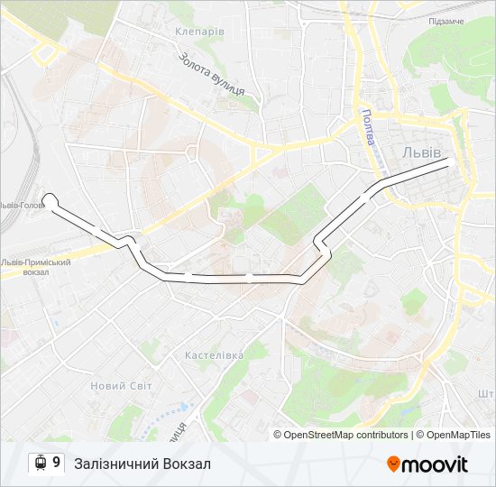 9 трамвай Карта лінії