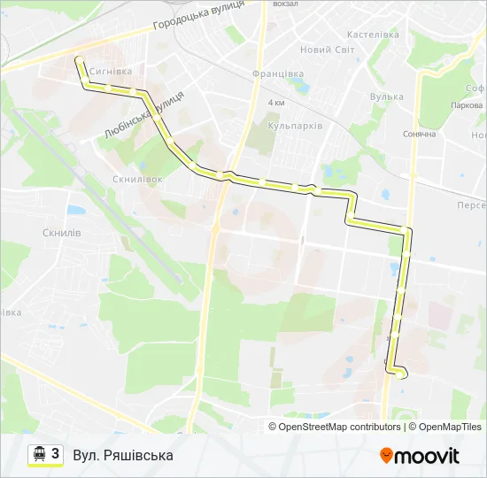 Троллейбус 3: карта маршрута