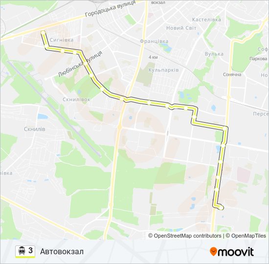 3 Trolleybus Line Map