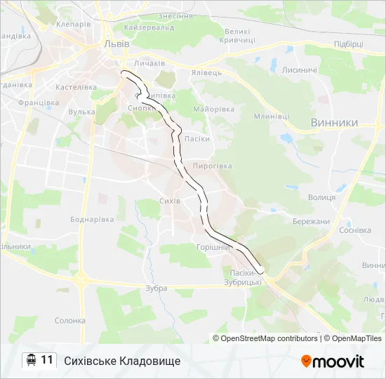 Троллейбус 11: карта маршрута