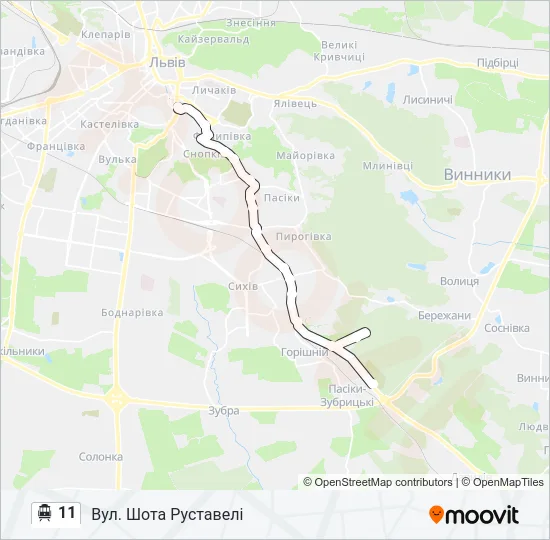 Троллейбус 11: карта маршрута