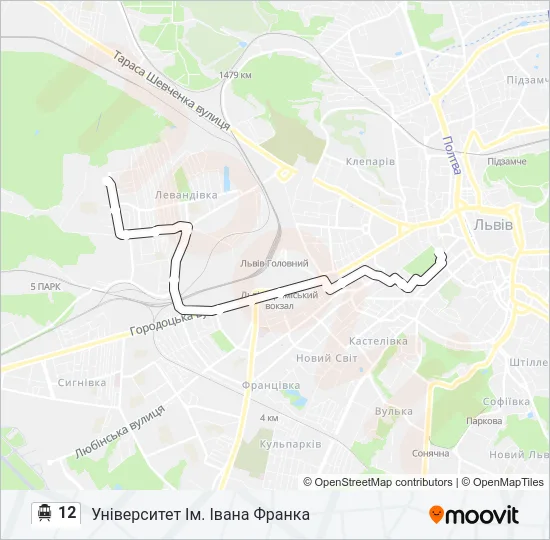 12 Тролейбус Карта лінії