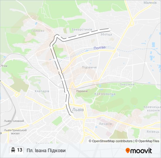 13 Trolleybus Line Map