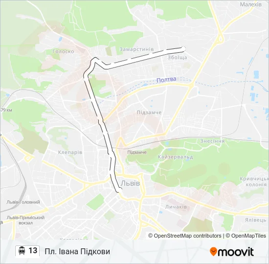 13 Trolleybus Line Map