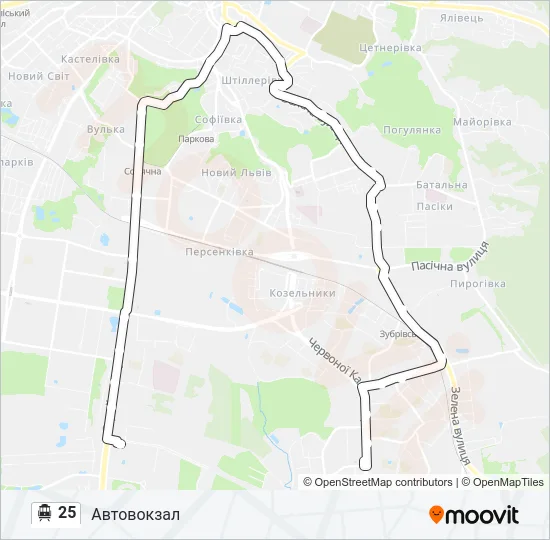 25 Trolleybus Line Map