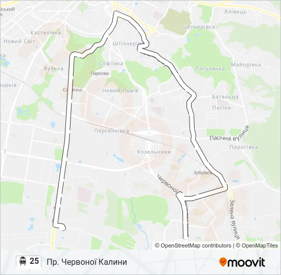 25 Trolleybus Line Map