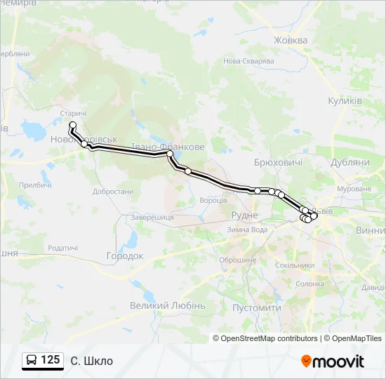 125 автобус Карта лінії