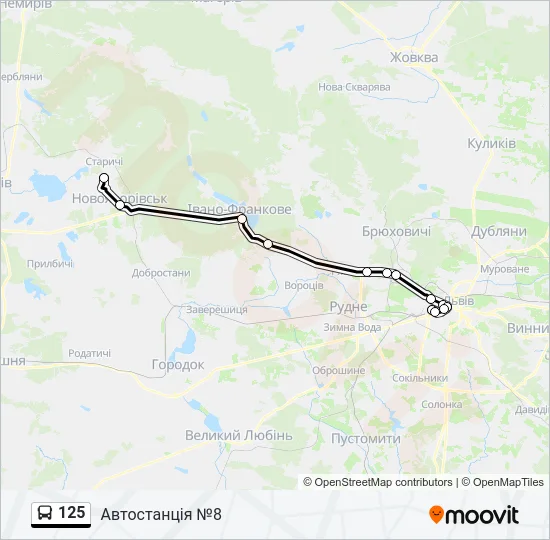 Автобус 125: карта маршрута