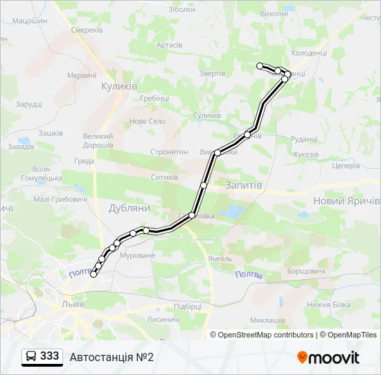 Автобус 333: карта маршрута