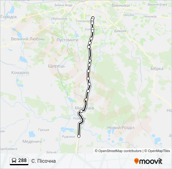 288 автобус Карта лінії