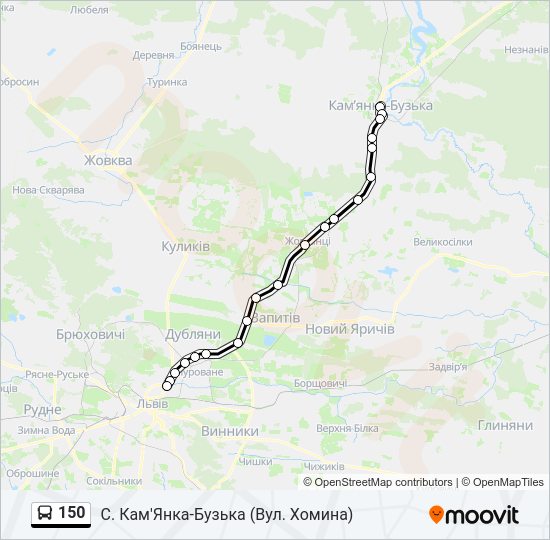 150 автобус Карта лінії
