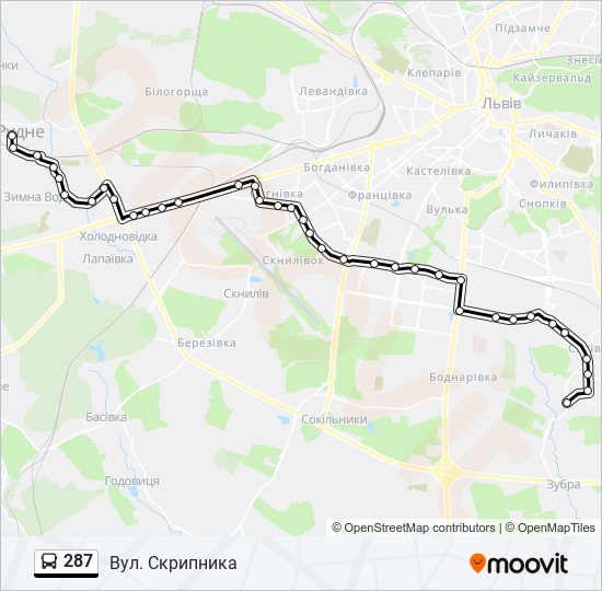 287 bus Line Map