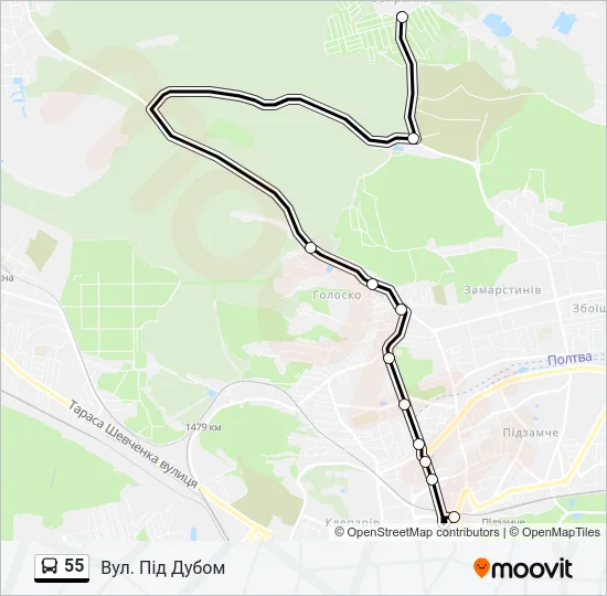 55 Bus Line Map