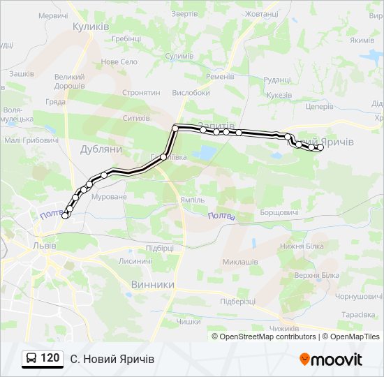 120 автобус Карта лінії