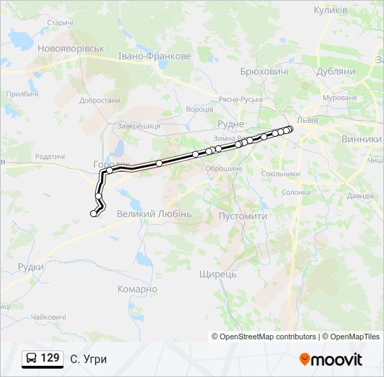 Автобус 129: карта маршрута