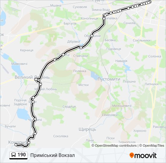190 автобус Карта лінії