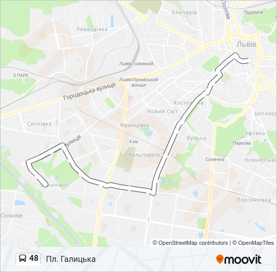 48 автобус Карта лінії