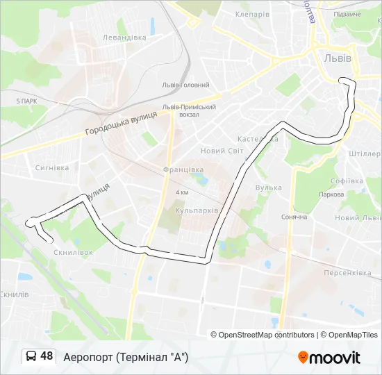 Автобус 48: карта маршрута