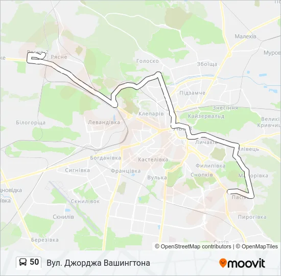 50 автобус Карта лінії